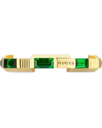 Gucci Yellow Gold And Tourmaline Link To Love Ring - Green