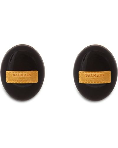 Balmain Logo Earrings - Black
