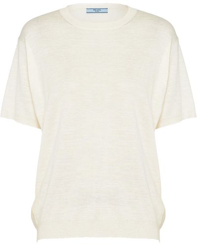 Prada Silk Crew-neck T-shirt - White