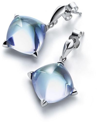 Baccarat Sterling Silver Medicis Aqua Mirror Earrings - Blue