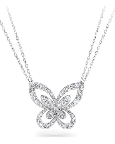 Graff Large White Gold And Diamond Butterfly Necklace - Metallic