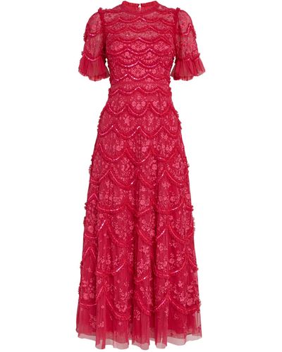 Needle & Thread Lily Bloom Midi Dress - Red