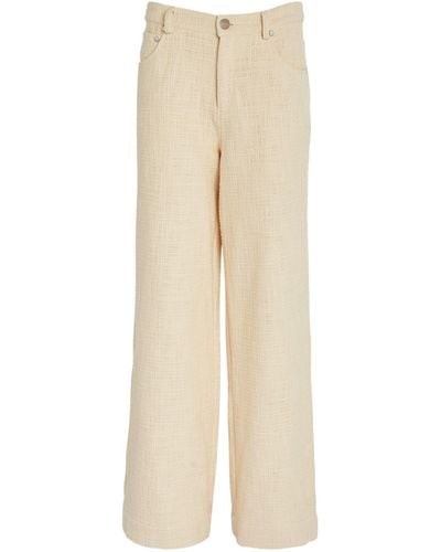 STAUD Tweed Grayson Wide-leg Trousers - Natural