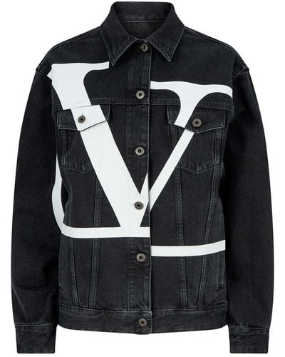 Valentino Deconstructed Vlogo Denim Jacket - Black