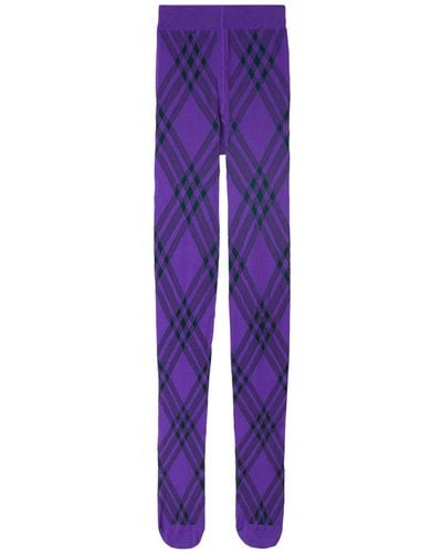 Burberry Wool-blend Check Tights - Purple