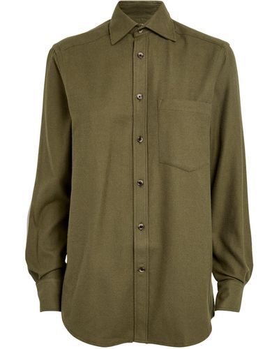 With Nothing Underneath Brushed The Boyfriend Shirt - Green