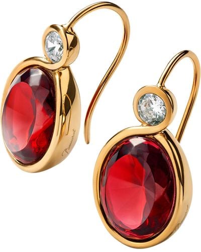 Baccarat Gold Vermeil And Crystal Croisé Wire Earrings - Red