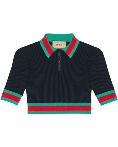 Gucci Cropped Polo Shirt - Blue
