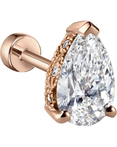 Maria Tash Rose Gold And White Diamond Pear Stud Earring (7mm) - Multicolour