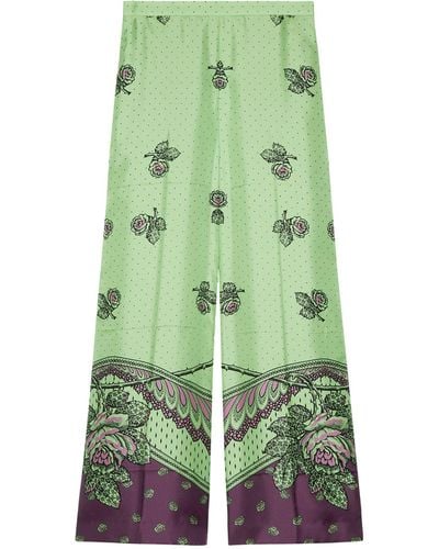Gucci Silk Printed Trousers - Green