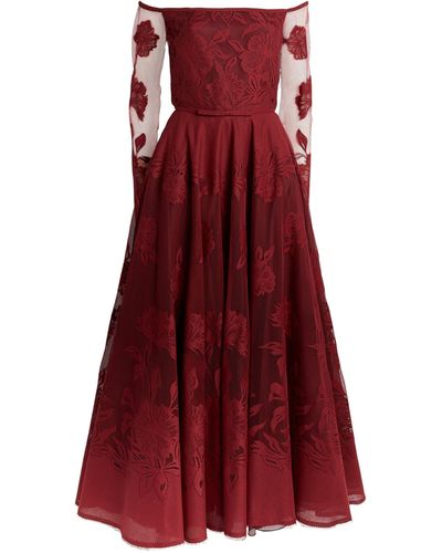 Giambattista Valli Lace Off-the-shoulder Gown - Red