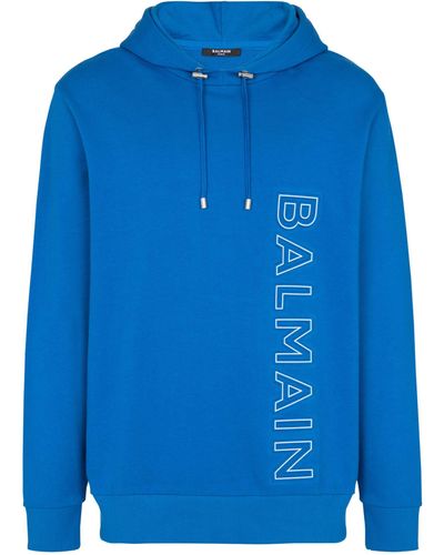 Balmain Organic Cotton Logo Hoodie - Blue