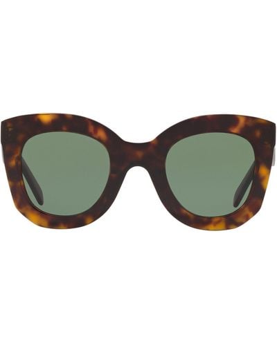 Celine Tortoiseshell Rectangular Sunglasses - Green