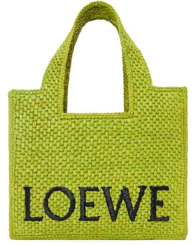 Loewe X Paula's Ibiza Small Raffia Font Tote Bag - Green