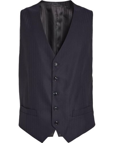 Giorgio Armani Wool Pinstripe Waistcoat - Blue