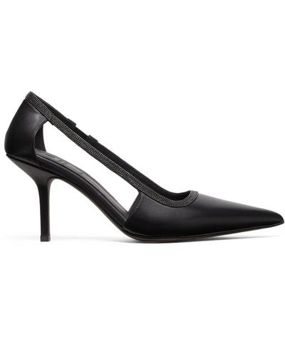 Brunello Cucinelli Nappa Leather Monili Court Shoes 80 - Black