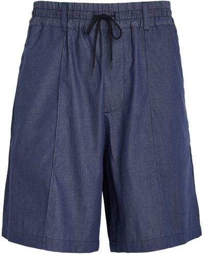 Emporio Armani Cotton Chambray Shorts - Blue