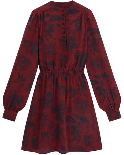The Kooples Silk Floral Print Mini Dress - Red