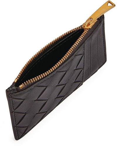 Bottega Veneta Leather Zipped Card Holder - Metallic