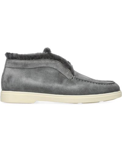 Santoni Suede Fortune Ankle Boots - Grey