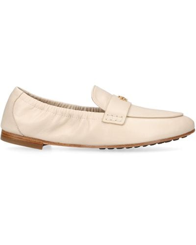 Tory Burch Leather Ballet Loafers - Natural