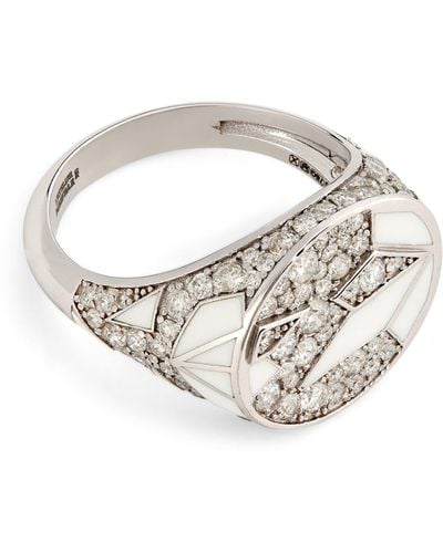 L'Atelier Nawbar White Gold And Diamond Mosaic Fragments Of Us Ring - Metallic