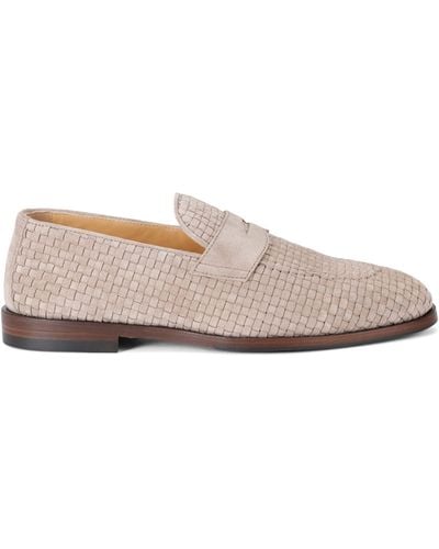 Brunello Cucinelli Leather Woven Loafers - Pink