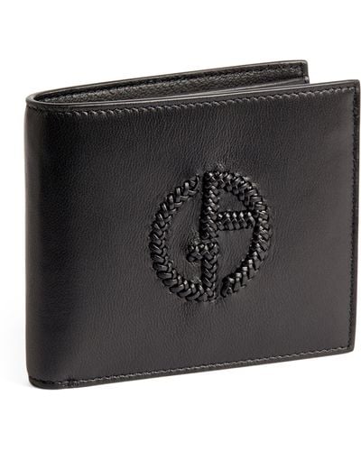 Giorgio Armani Leather Logo Bifold Wallet - Black