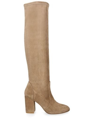 Stuart Weitzman Suede Yuliana Slouch Boots 85 - Natural