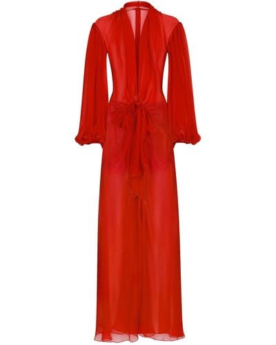 Dolce & Gabbana Silk Wrap Gown - Red