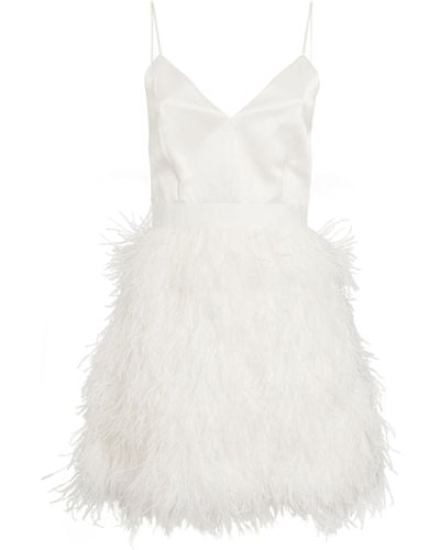 Alice + Olivia Feather-detail Milany Mini Dress - White