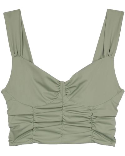 The Kooples Ruched Crop Top - Green