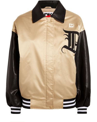 DKNY Embroidered Varsity Jacket - Natural