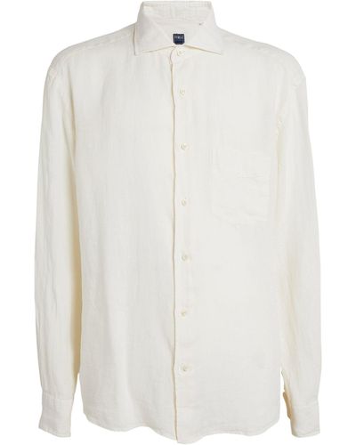 Fedeli Linen Striped Shirt - White