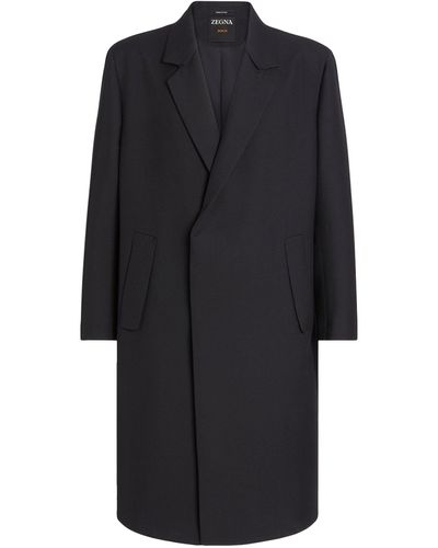 Zegna Wool-silk Overcoat - Black