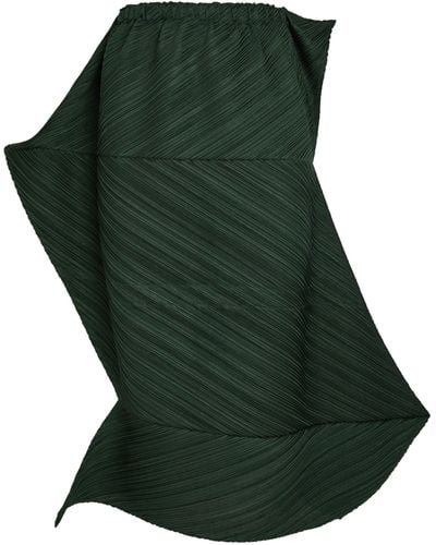 Pleats Please Issey Miyake Pleated Palm Midi Skirt - Green