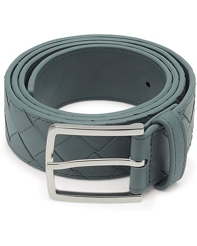 Bottega Veneta Leather Intrecciato Belt - Grey
