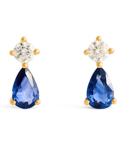 Anita Ko Yellow Gold, Diamond And Sapphire Violet Stud Earrings - Blue
