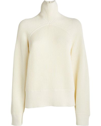 Totême Cotton-blend Funnel-neck Sweater - White