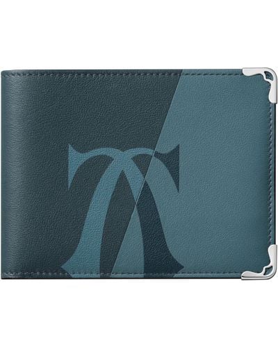 Cartier Leather Must De Xl Logo Bifold Wallet - Blue