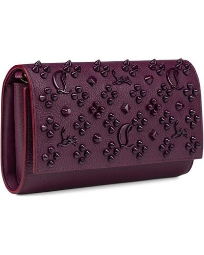 Christian Louboutin Paloma Leather Embellished Clutch Bag - Purple