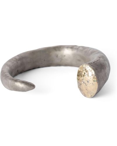 Parts Of 4 Sterling Silver And Yellow Gold Horn Bangle - Grey