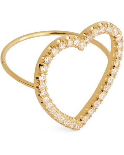 Jennifer Meyer Yellow Gold And Diamond Heart Ring - Metallic
