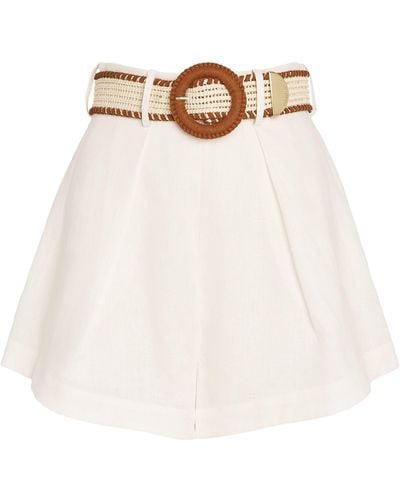 Zimmermann Linen Belted Halliday Shorts - White