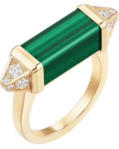 Cartier Yellow Gold, Diamond And Malachite Les Berlingots De Ring - Green