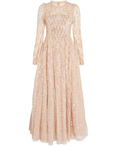 Needle & Thread Embellished Raindrop Gown - Natural