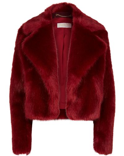 MICHAEL Michael Kors Cropped Faux Fur Jacket - Red