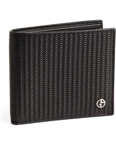 Giorgio Armani Leather Wave-embossed Bifold Wallet - Black