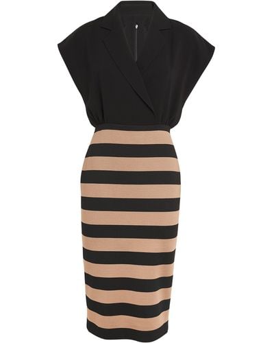 Max Mara Striped Midi Dress - Black