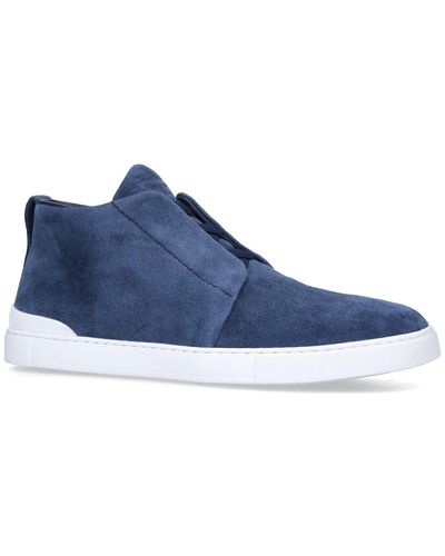 Zegna Triple Stitch Mid-top Sneakers - Blue